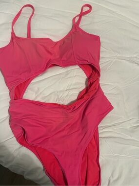 Aerie Bright Coral Cheeky One-Piece Swimsuit